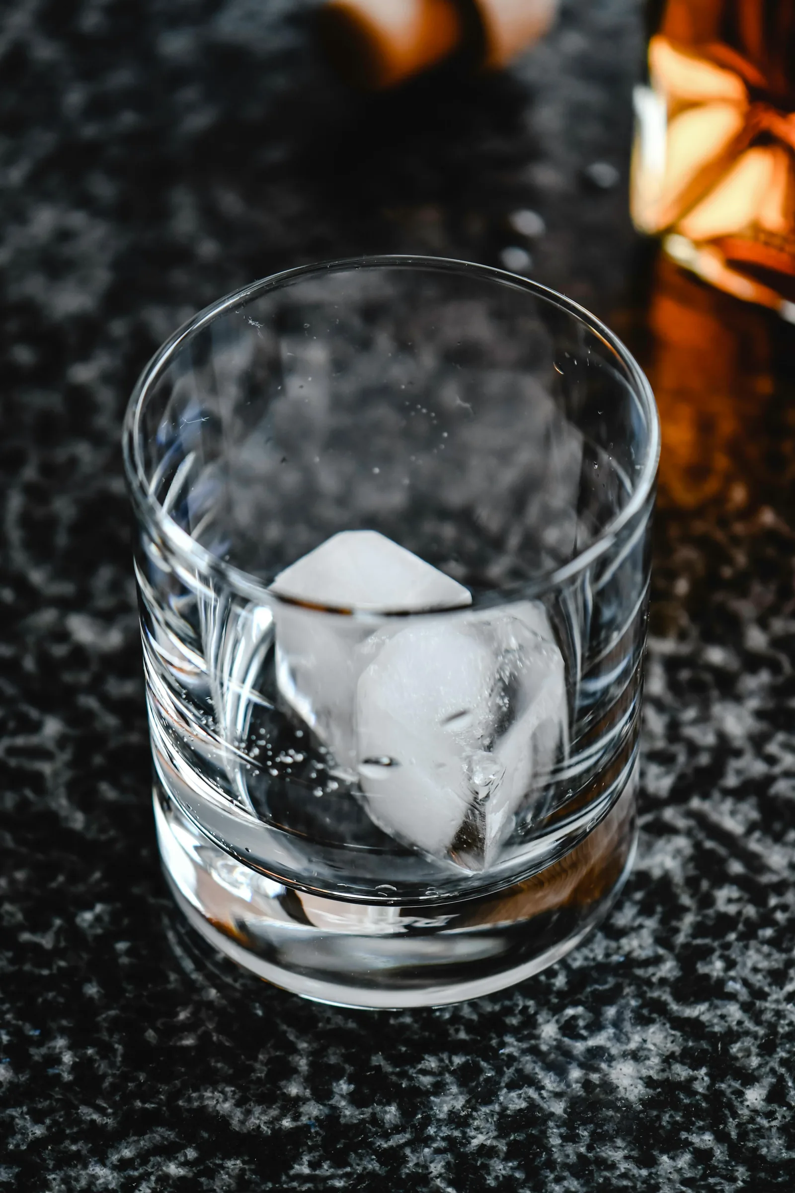 Real clear ice in drinking glass