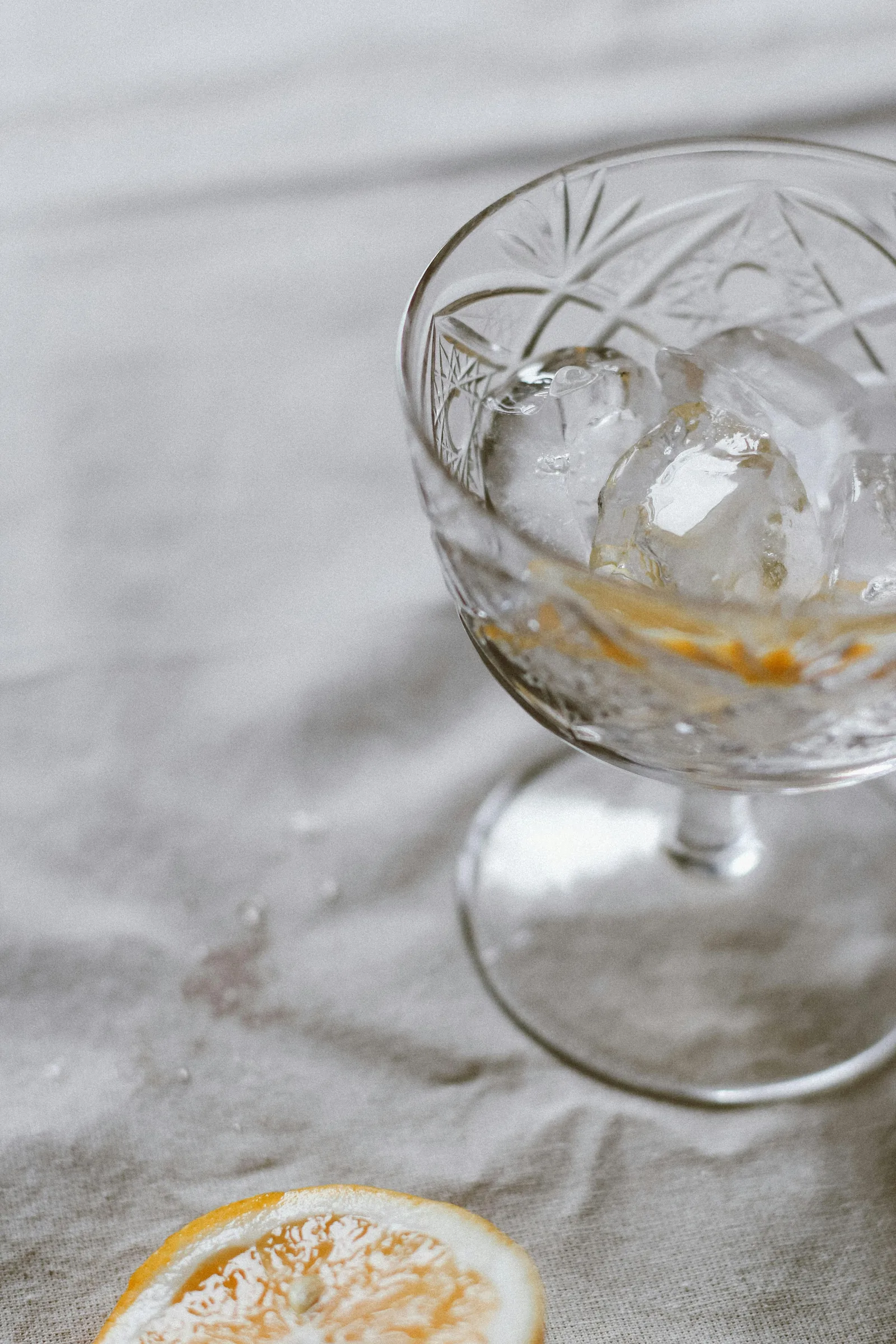 Real cocktail drink with ice cubes